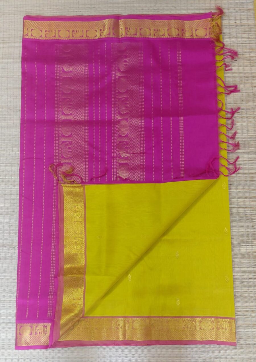 Pink & Light Green Silk Cotton